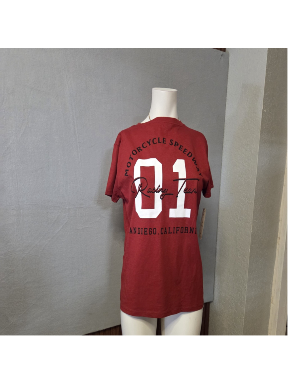 Women's Kind Regards Red Motorcycle Speedway Graphic Tee, Size Large
